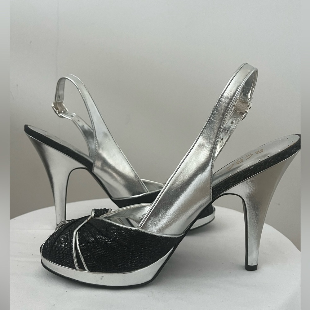 BCBG Paris Ostrica Hills Shoes in Black & Silver Women's sz EU 39 US 8 - Picture 3 of 8